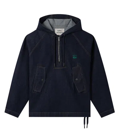 Pre-owned Apc X Lacoste André Windbreaker In Indigo