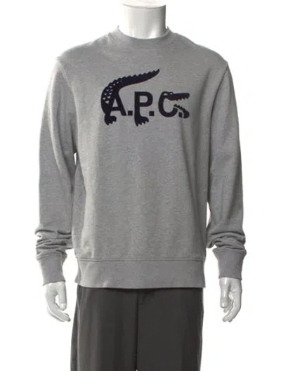 Pre-owned A.p.c. X Lacoste Graphic Print Crew Neck Sweatshirt In Gray