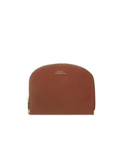 A.p.c. Zip Around Purse In Brown