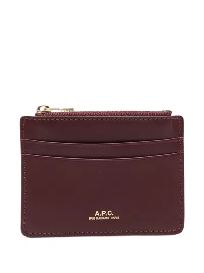 Apc Zip Card Holder In Burgundy
