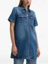 Apc Zip-front Pocket Denim Mini Dress In Blue