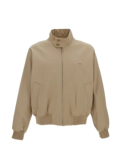 A.p.c. Beige Cotton Zip-up Jacket Men In Neutral