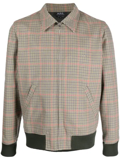 Apc Zip-up Checked Shirt Jacket In Gray