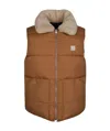 Apc Reversible Shearling Collar Vest Jacket In Brown