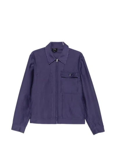 A.p.c. Zip-up Chest-pocket Shirt Jacket In Blue