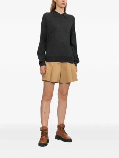 A.p.c. Zip-up Collared Top In Black