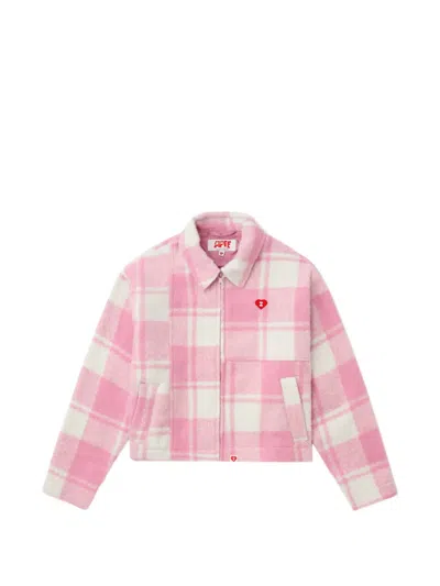 Apee By A Bathing Ape Apee Check Zip Jacket In Pink
