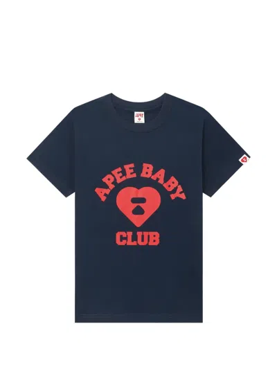 Apee By A Bathing Ape Apee Heart Print T-shirt In Blue