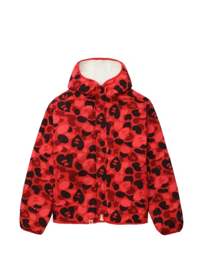Apee By A Bathing Ape Apee Hooded Camouflage Jacket In Red
