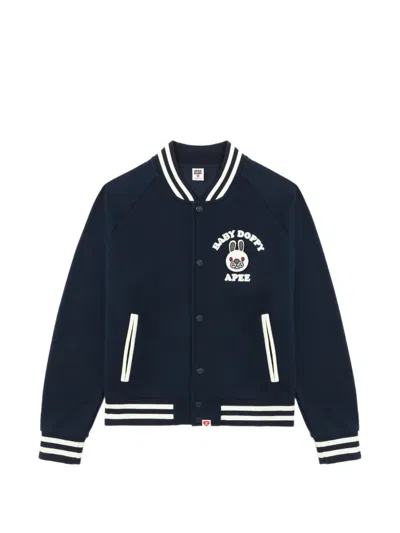 Apee By A Bathing Ape Apee Varsity Appliquéd Knitwear In Blue