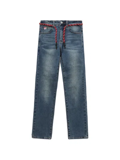 Apee By A Bathing Ape Appe Braided Straight-leg Jeans In Blue