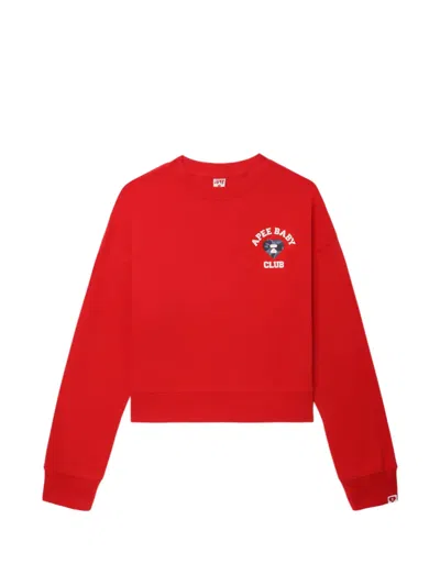 Apee By A Bathing Ape Appliqué Cropped Sweater In Red