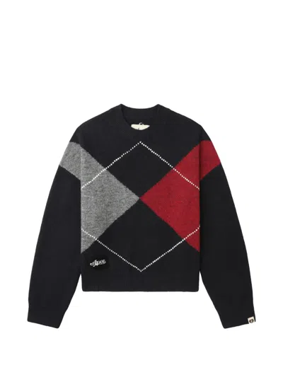 Apee By A Bathing Ape Argyle Sweater In Blue