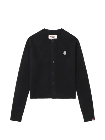 Apee By A Bathing Ape Baby Doppy Buttoned Cardigan In Black