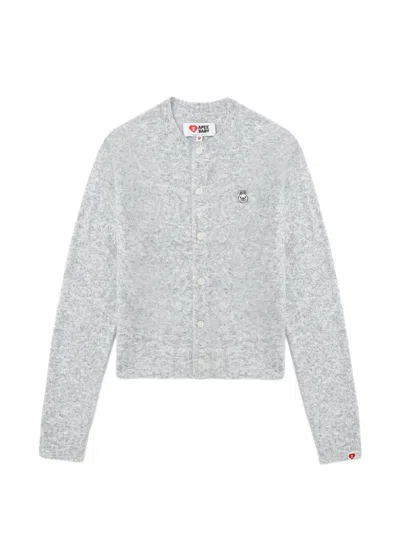Apee By A Bathing Ape Baby Doppy Buttoned Cardigan In Gray