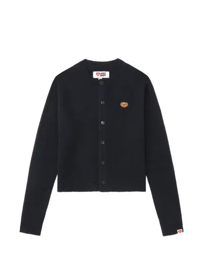Apee By A Bathing Ape Buttoned Appliqué Cardigan In Black