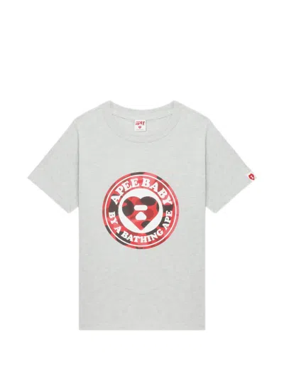 Apee By A Bathing Ape Camo Heart Logo T-shirt In Gray