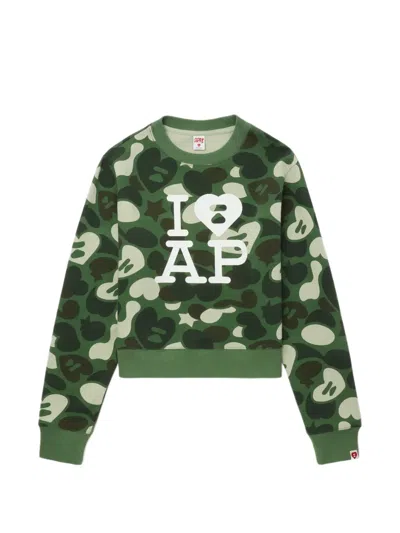 Apee By A Bathing Ape Camouflage Crewneck Knitwear In Green