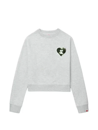 Apee By A Bathing Ape Camouflage Heart Patch Knitwear In Gray
