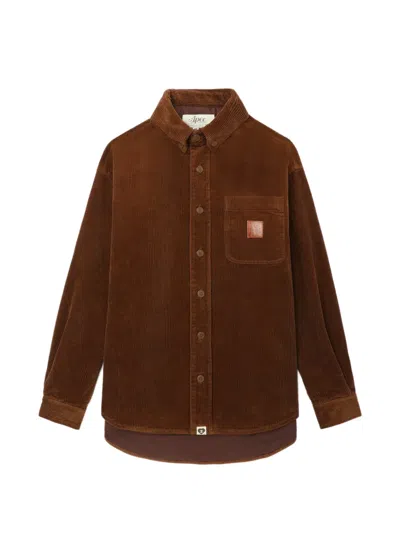 Apee By A Bathing Ape Chest-pocket Corduroy Shirt In Brown