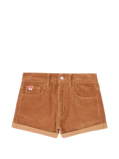 Apee By A Bathing Ape Corduroy Logo Patch Shorts In Brown