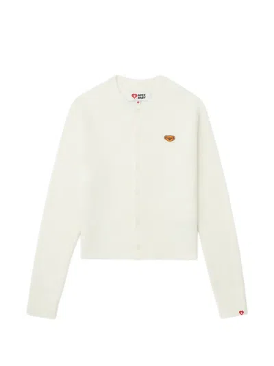 Apee By A Bathing Ape Embroidered Cardigan In White