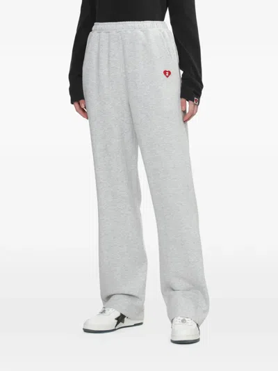 Apee By A Bathing Ape Embroidery Palazzo Pants In Gray