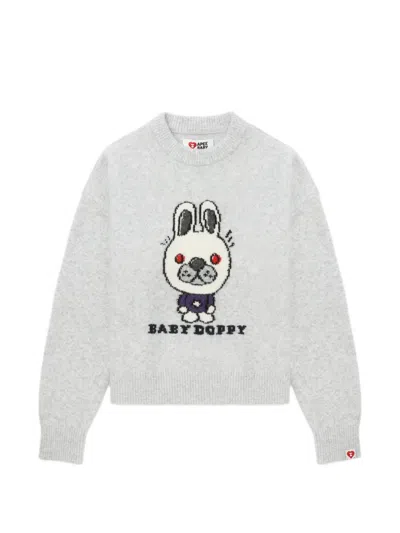 Apee By A Bathing Ape Graphic Knit Jumper In Gray