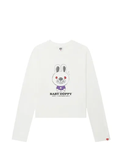 Apee By A Bathing Ape Graphic Long-sleeve Top In White