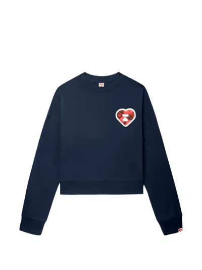 Apee By A Bathing Ape Heart Appliqué Top In Blue