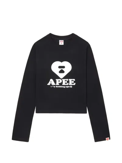 Apee By A Bathing Ape Heart Logo-print Top In Black