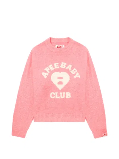Apee By A Bathing Ape Heart-motif Sweater In Pink
