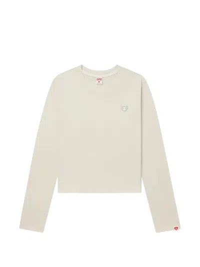 Apee By A Bathing Ape Heart-patch Long-sleeve Top In White