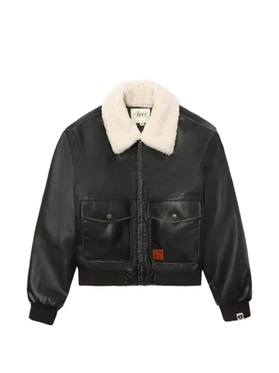 Apee By A Bathing Ape Pocket Shearling-collar Jacket In Black
