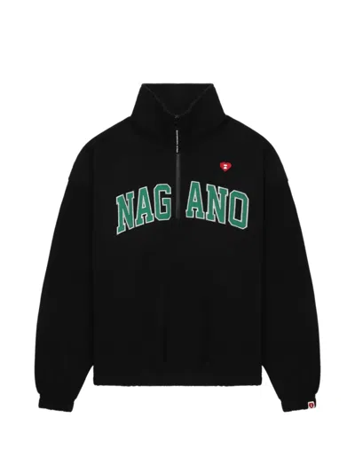 Apee By A Bathing Ape Quarter-zip Letter Sweater In Black
