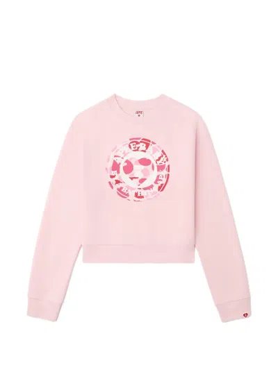 Apee By A Bathing Ape Round Camo Heart-print Sweatshirt In Pink