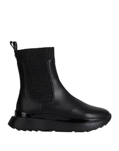Apepazza Sport Woman Ankle Boots Black Size 9 Leather, Textile Fibers In Multi