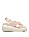 Apepazza Sport Woman Sandals Rose Gold Size 10 Textile Fibers