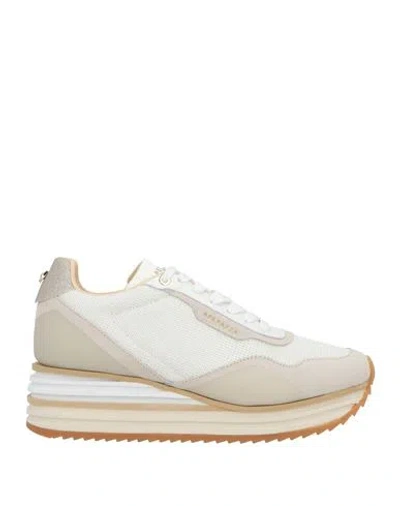 Apepazza Sport Woman Sneakers Beige Size 8 Leather, Textile Fibers, Synthetic Material In Multi