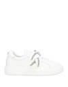 Apepazza Sport Woman Sneakers White Size 8 Leather, Textile Fibers