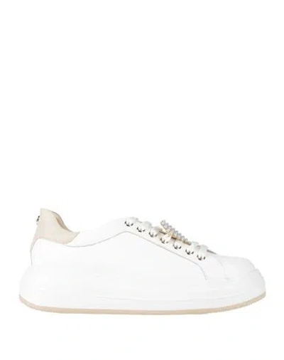 Apepazza Sport Woman Sneakers White Size 8 Leather, Synthetic Material