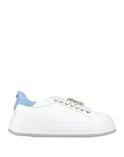 Apepazza Sport Woman Sneakers White Size 8 Leather, Synthetisches Material In Multi
