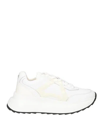 Apepazza Sport Woman Sneakers White Size 8 Leather, Textile Fibers