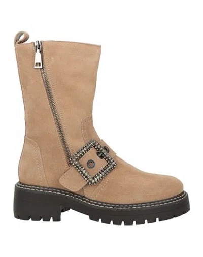 Apepazza Woman Ankle Boots Beige Size 7 Leather In Sand