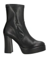 Apepazza Woman Ankle Boots Black Size 10 Leather, Synthetic Fibers In Black