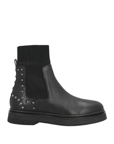 Apepazza Woman Ankle Boots Black Size 10 Leather, Textile Fibers