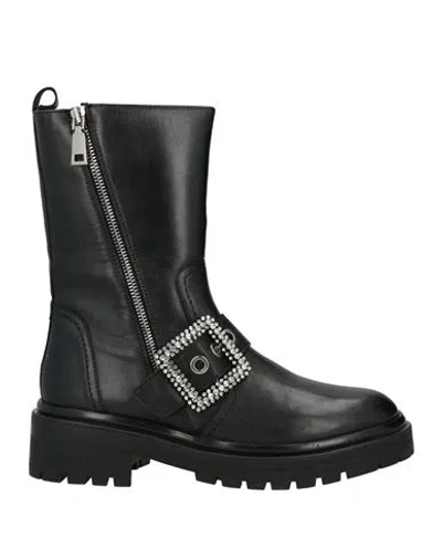 Apepazza Woman Ankle Boots Black Size 9 Leather, Synthetic Fibers