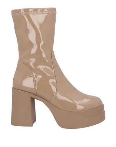 Apepazza Woman Ankle Boots Light Brown Size 8 Textile Fibers In Beige