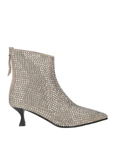 Apepazza Woman Ankle Boots Taupe Size 8 Textile Fibers In Gray