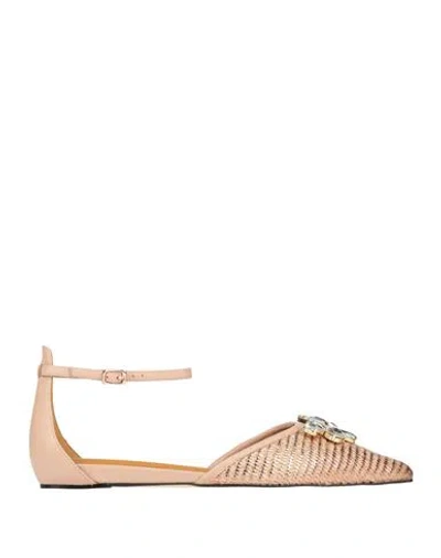 Apepazza Woman Ballet Flats Blush Size 9 Leather, Textile Fibers
